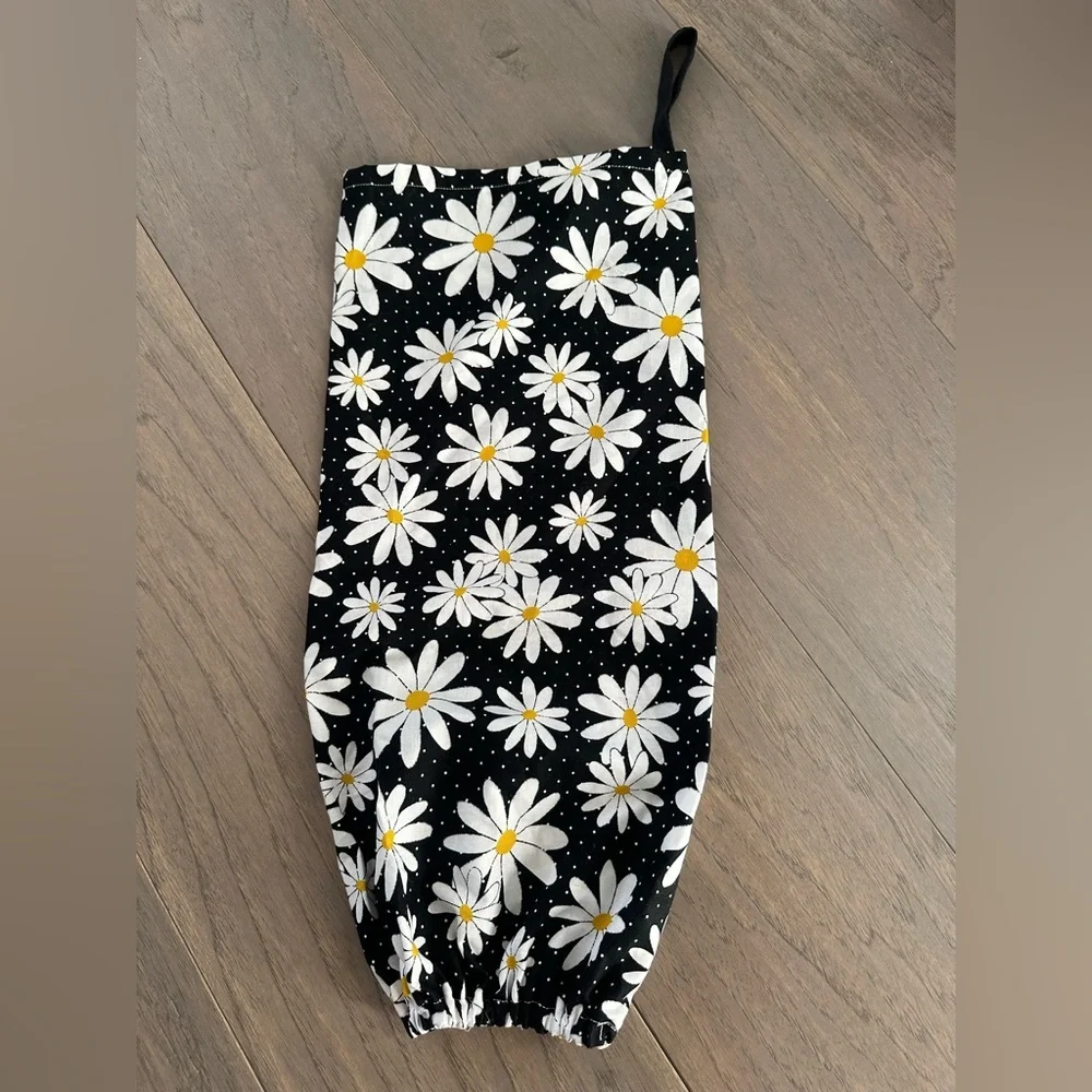 Floral Black and White Grocery Bag Dispenser